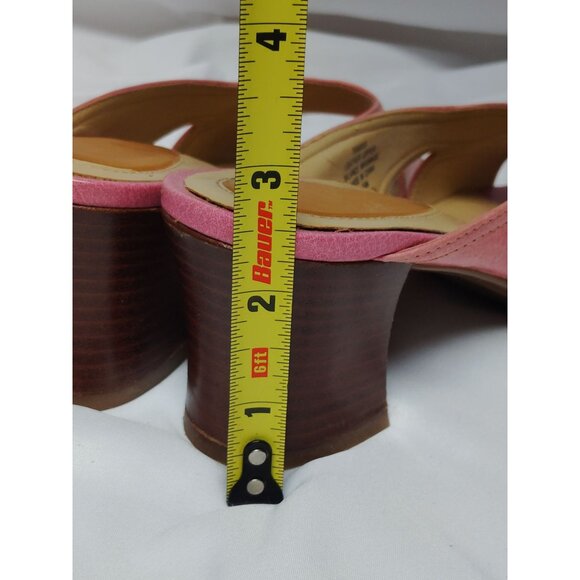 Vintage Liz Claiborne Tanaka Pink Leather Flex Slides Size 6.5M - Picture 8 of 8